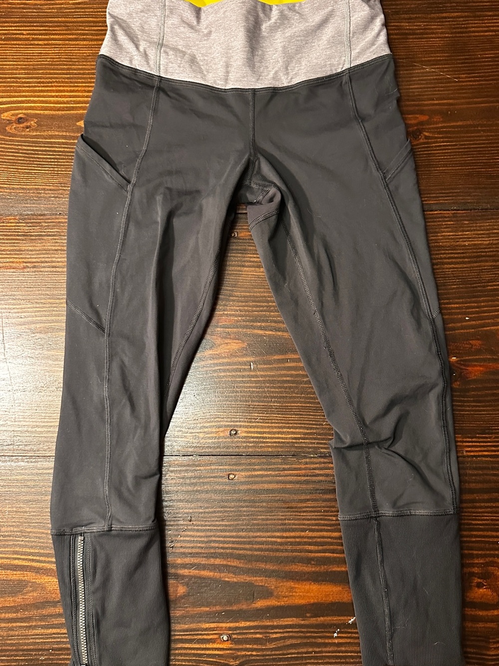 lululemon athletica Black Leggings with Gray Waistband